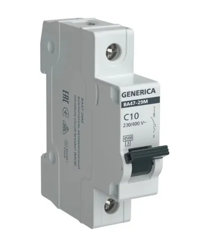 GENERICA ВА47-29М 1P C 10А 4,5кА (MVA21-1-010-C-G). Автоматический выключатель. IEK в Новосибирске