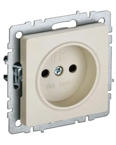 Розетка без з/к РСш10-2-БрКр бежевый BRITE (BR-R13-10-K10). Розетка без заземления с защитными шторками. IEK в Новосибирске