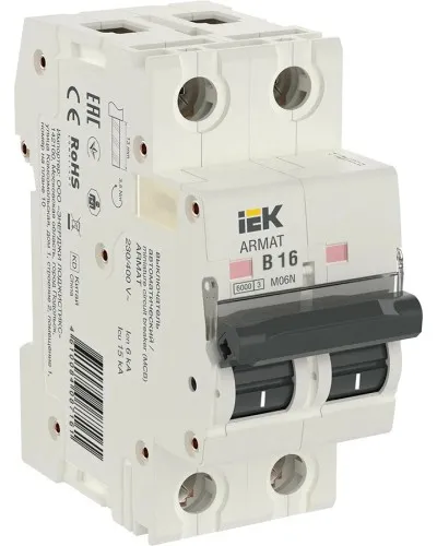 M06N 2P B 16А 6кА ARMAT (AR-M06N-2-B016). Автоматический выключатель. IEK в Новосибирске