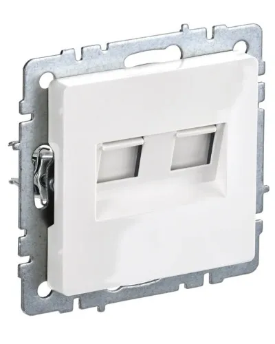 Розетка RJ45 РК10-2-БрБ кат.5E, белая BRITE (BR-K20-1-K01). Розетка компьютерная двойная. IEK в Новосибирске
