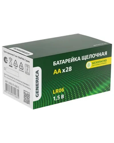 Батарейка Alkaline LR06/AA GENERICA (28 шт) (ABT-LR06-ST-B28-G). Батарейка щелочная. IEK в Новосибирске