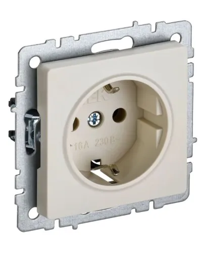 Розетка без з/к РС11-1-0-БрКр бежевый BRITE (BR-R11-16-K10). Розетка без заземления без защитных шторок. IEK в Новосибирске