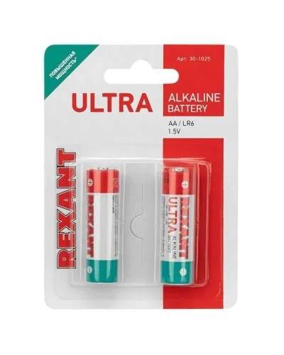Ультра алкалиновая батарейка AA/LR6 1,5 V 2 шт. блистер REXANT (30-1025). Элемент питания. Rexant в Новосибирске