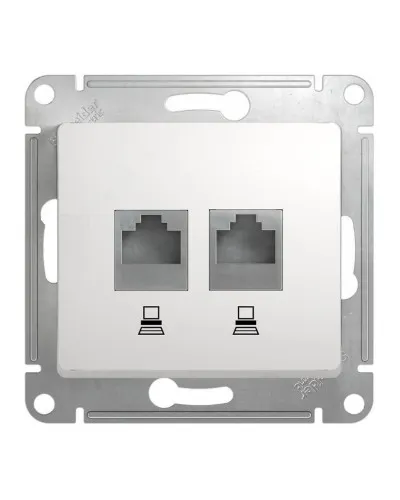 Glossa розетка RJ45+RJ45 2-местная, кат. 5Е, скрытой установки, механизм, белый (GSL000185KK). Розетка компьютерная. Systeme Electric в Новосибирске