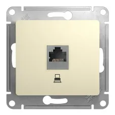 Glossa розетка RJ45 1-местная, кат. 5Е, скрытой установки, механизм, бежевый (GSL000281K). Розетка компьютерная. Systeme Electric