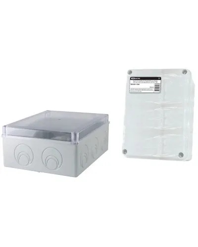 Коробка ОП 240х195х90мм, прозрачная крышка, IP44, кабельные вводы d28-3шт, d37-2шт (SQ1401-1275). Распаячная коробка. TDM ЕLECTRIC в Новосибирске