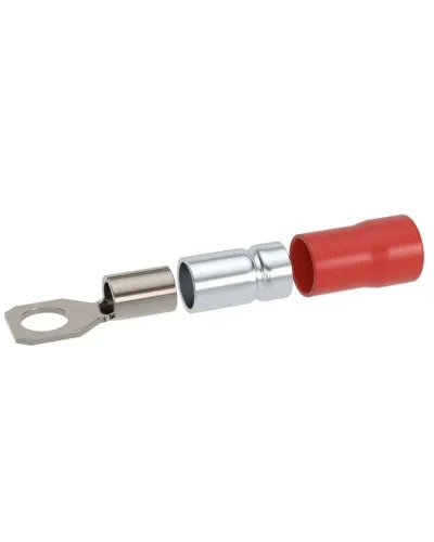 Наконечник НКИ 0,25-1,5 М6 (D6,4мм) с отверстием под винт (100 шт) (2A6P-DS-PVC). Наконечник с отверстием под винт и изолированным фланцем ПВХ, двойная гильза. ДКС в Новосибирске