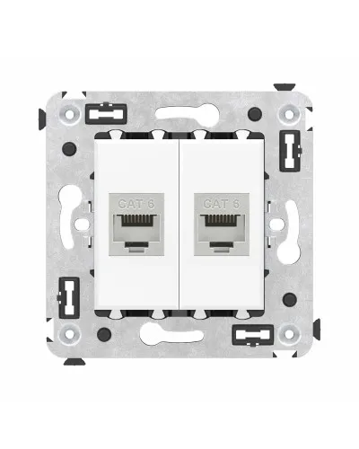 Розетка RJ-45 в стену, кат.6E, Avanti, двойная, белое облако (4400794). Розетка компьютерная модульная. ДКС в Новосибирске