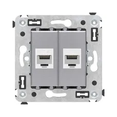 Розетка RJ-45 в стену, кат.5E, Avanti, двойная, закаленная сталь (4404664). Розетка компьютерная. ДКС