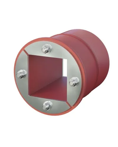 Проходка круглая, нержавеющая, D125х70 мм с проемом 80х80 мм (DXF3124): Проходка круглая, нержавеющая, с проёмом в Новосибирске