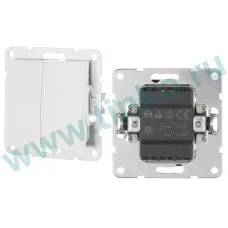 Выключатель 2-клавиши 16 A, 250 B, белый LK60 (861104-1). Выключатель. Экопласт