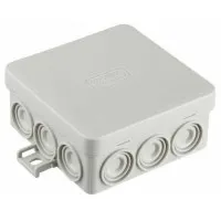 Коробка JBL085 85х85х38, 12 вых., 8P (0,15...2,5мм²) серая (43355HF-GR). Коробка монтажная, огнестойкая, без галогена. Экопласт