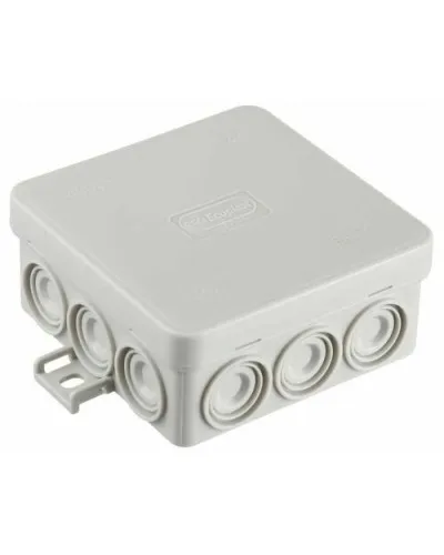 Коробка JBL085 85х85х38, 12 вых., 8P (0,15...2,5мм²) серая (43355HF-GR). Коробка монтажная, огнестойкая, без галогена. Экопласт в Новосибирске