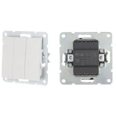 Выключатель 3-клавиши с индикаторами 16 A, 250 B, белый LK60 (862104-1). Выключатель. Экопласт