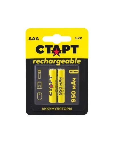 СТАРТ HR03 (AAA, 950mah), упак. 2 шт. БЛИСТЕР. Перезаряжаемые аккумуляторы. СТАРТ в Новосибирске