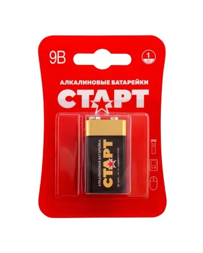 СТАРТ 6LR61-BL1 (9 В, Крона,  6LR61), БЛИСТЕР. Алкалиновая батарейка. СТАРТ в Новосибирске